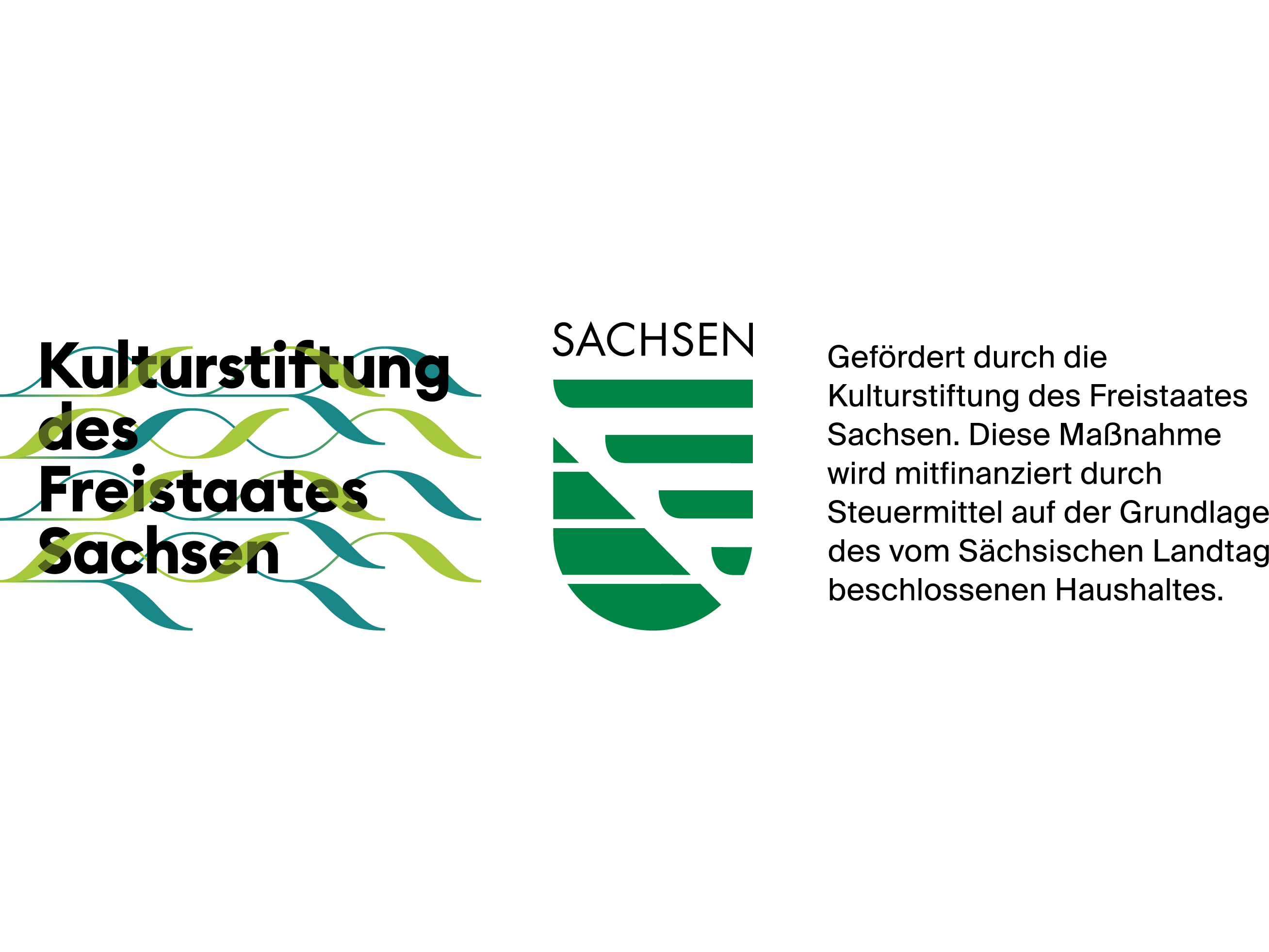 KI generiert: Das Bild zeigt das Logo und die Information, dass ein Projekt durch die Kulturstiftung des Freistaates Sachsen gefördert wird. Zudem wird erwähnt, dass diese Maßnahme durch Steuermittel finanziert wird.