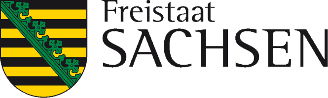 KI generiert: Das Bild zeigt das Wappen des Freistaates Sachsen neben der Aufschrift "Freistaat SACHSEN". Hauptinhalt ist die grafische Darstellung des sächsischen Staatswappens und dessen Bezeichnung.